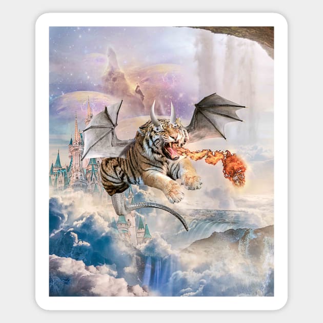 Big Cat Tiger As Flying Dragon Sticker by Random Galaxy